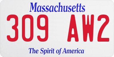 MA license plate 309AW2