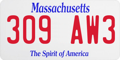 MA license plate 309AW3