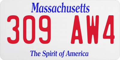 MA license plate 309AW4