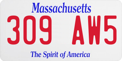 MA license plate 309AW5