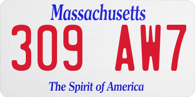 MA license plate 309AW7