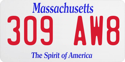 MA license plate 309AW8