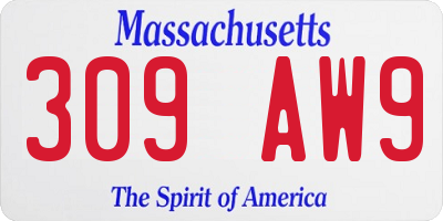 MA license plate 309AW9