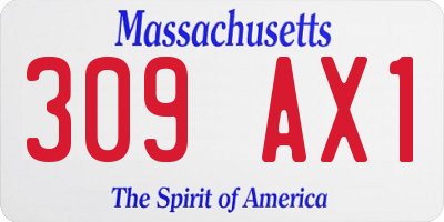 MA license plate 309AX1