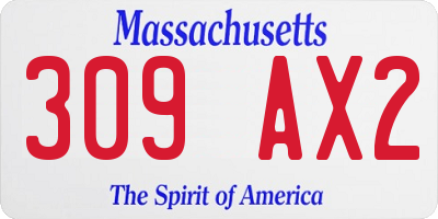 MA license plate 309AX2