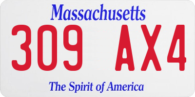 MA license plate 309AX4