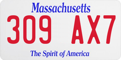 MA license plate 309AX7