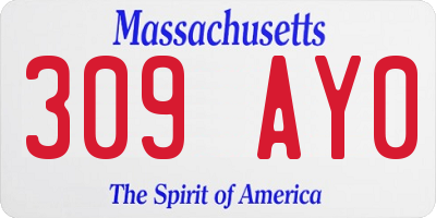 MA license plate 309AY0