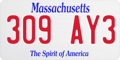 MA license plate 309AY3
