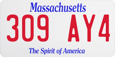 MA license plate 309AY4