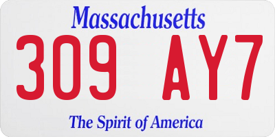 MA license plate 309AY7