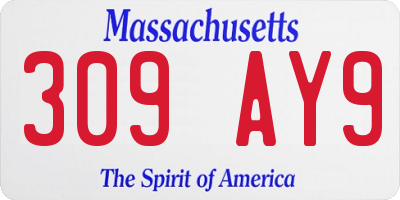 MA license plate 309AY9