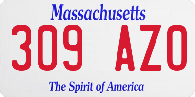MA license plate 309AZ0