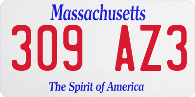 MA license plate 309AZ3