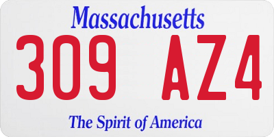 MA license plate 309AZ4