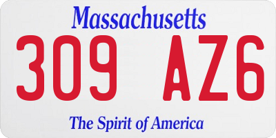 MA license plate 309AZ6