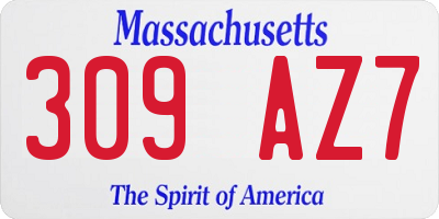 MA license plate 309AZ7