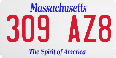 MA license plate 309AZ8