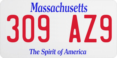MA license plate 309AZ9
