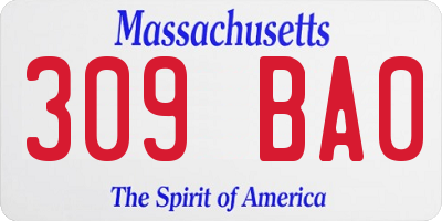 MA license plate 309BA0