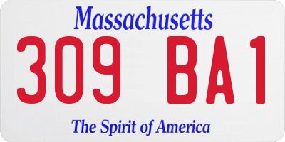 MA license plate 309BA1