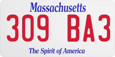 MA license plate 309BA3