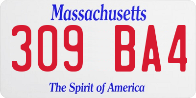 MA license plate 309BA4