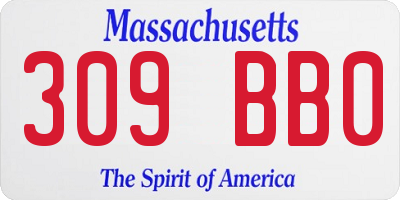 MA license plate 309BB0