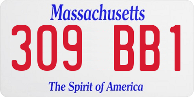 MA license plate 309BB1