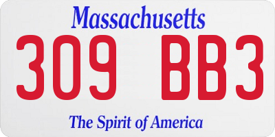MA license plate 309BB3