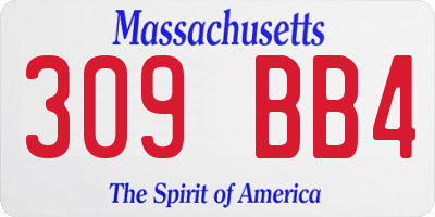 MA license plate 309BB4