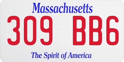 MA license plate 309BB6