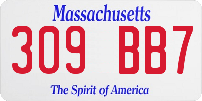 MA license plate 309BB7