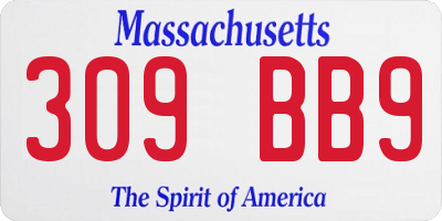 MA license plate 309BB9