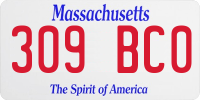 MA license plate 309BC0