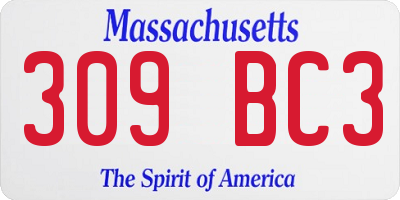 MA license plate 309BC3