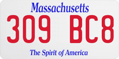 MA license plate 309BC8