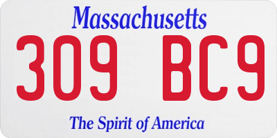 MA license plate 309BC9