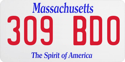 MA license plate 309BD0