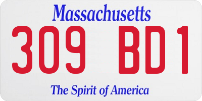 MA license plate 309BD1