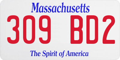 MA license plate 309BD2