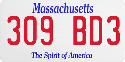 MA license plate 309BD3