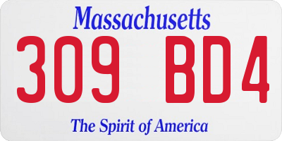 MA license plate 309BD4