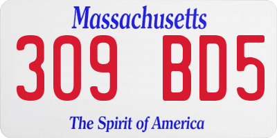 MA license plate 309BD5