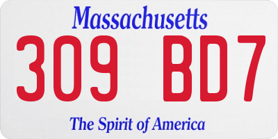 MA license plate 309BD7