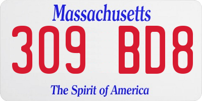 MA license plate 309BD8