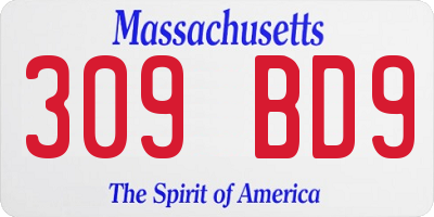 MA license plate 309BD9
