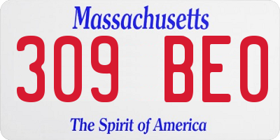 MA license plate 309BE0