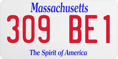 MA license plate 309BE1