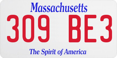 MA license plate 309BE3